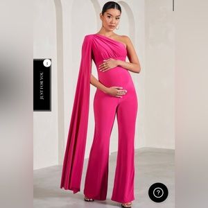 MATERNITY ONE SHOULDER CAPE JUMPSUIT